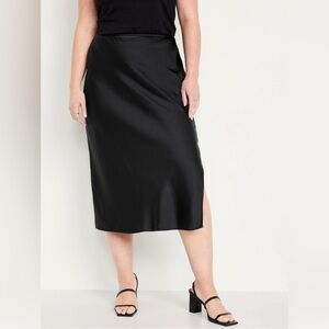 NWT Old Navy High-Rise Satin Midi Slip Skirt